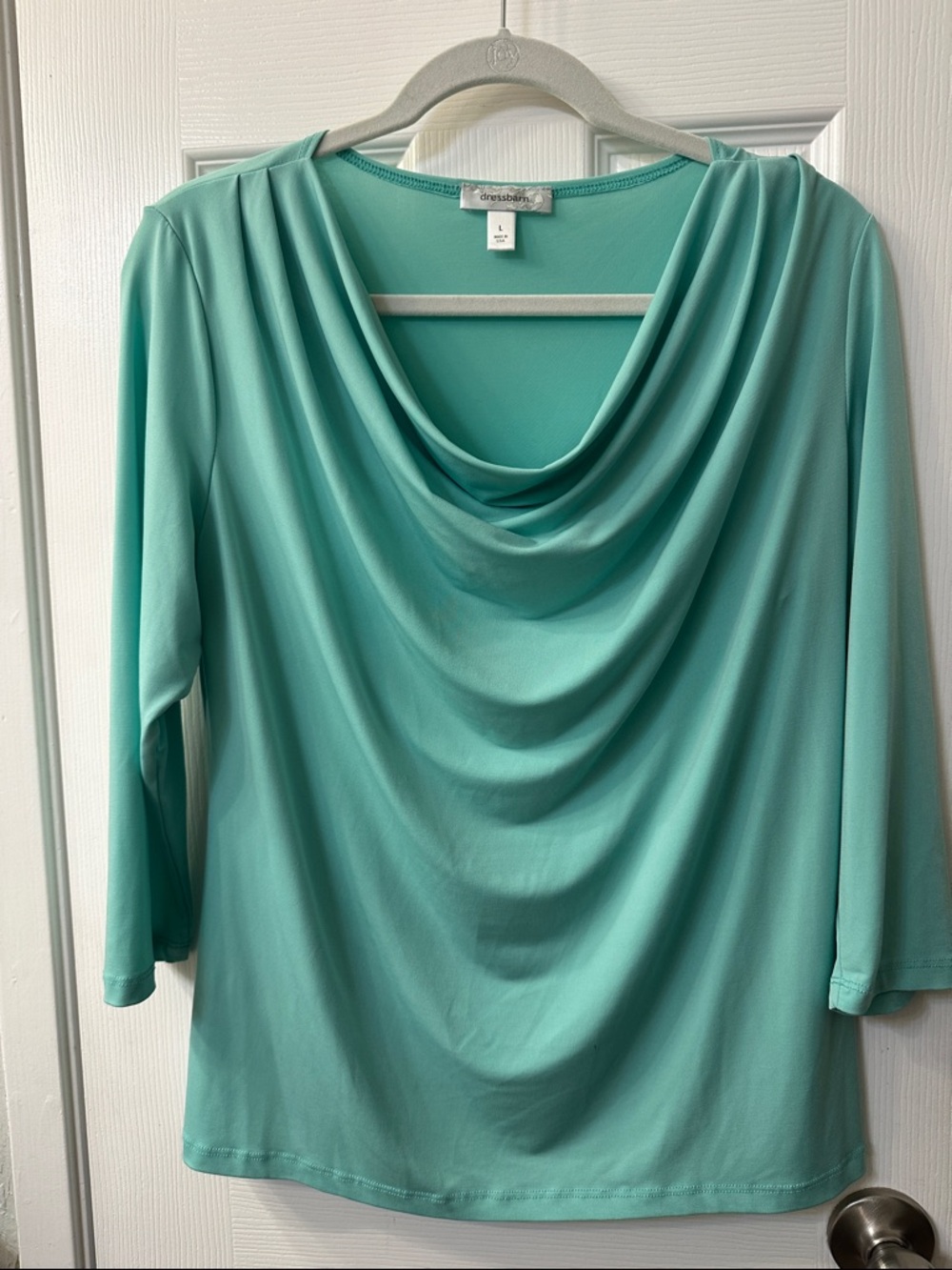 Dressbarn Draped Neck Teal size L Top